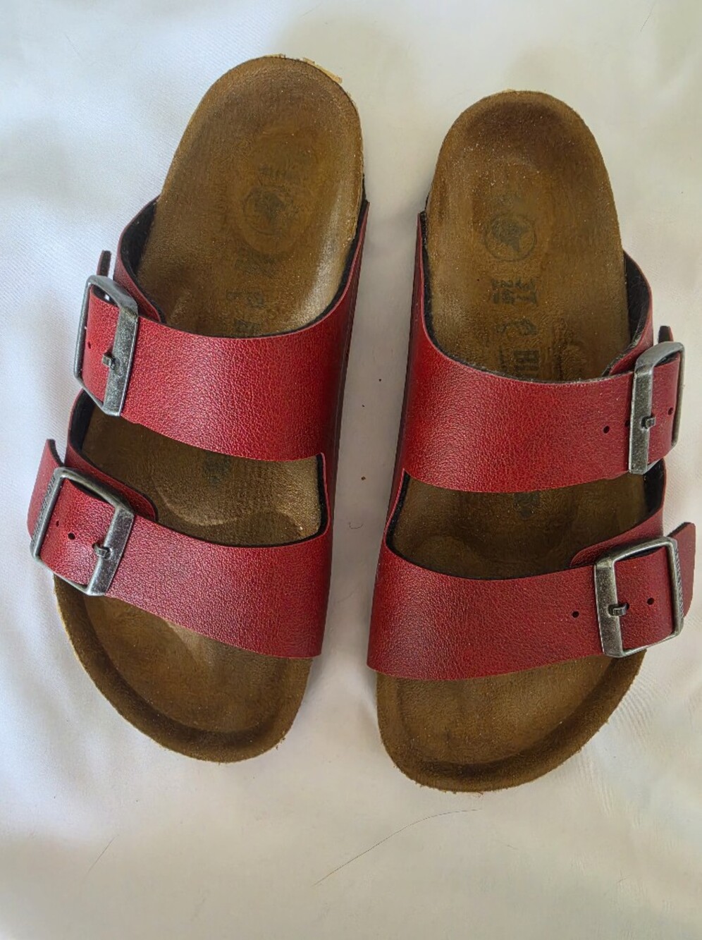 Birkenstock Arizona Vegan Sandals - Bordeaux Red Birko-Flor, 37 Regular/Wide